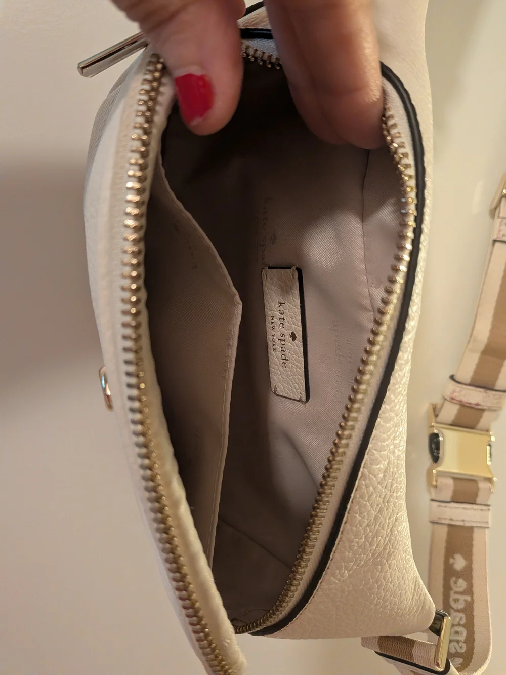 Kate Spade Pebbled Leather Belt Bag in Off-White